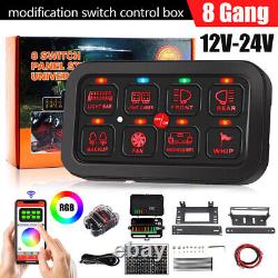 12/24V 8-Gang APP Switch Panel RGB LED Circuit Control System For Car Truck Boat