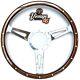 15 Steering Wheel Dark Wood Rim Semi Dished 9 Hole For Vintage & Classic Cars