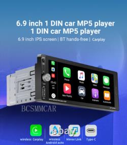 1Din For Apple Carplay Android Auto Car Radio Stereo MP5 Player Bluetooth Camera