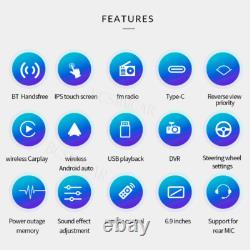 1Din For Apple Carplay Android Auto Car Radio Stereo MP5 Player Bluetooth Camera
