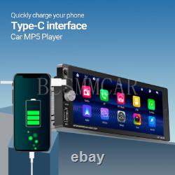 1Din For Apple Carplay Android Auto Car Radio Stereo MP5 Player Bluetooth Camera