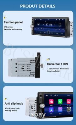 1Din For Apple Carplay Android Auto Car Radio Stereo MP5 Player Bluetooth Camera