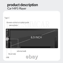 1Din For Apple Carplay Android Auto Car Radio Stereo MP5 Player Bluetooth Camera