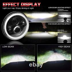 1 Pair 7 Inch Round LED Headlights For Jeep Wrangler JK LJ TJ CJ with Adapters