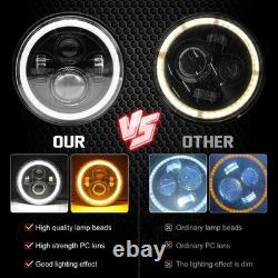 1 Pair 7 Inch Round LED Headlights For Jeep Wrangler JK LJ TJ CJ with Adapters