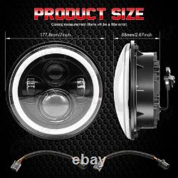 1 Pair 7 Inch Round LED Headlights For Jeep Wrangler JK LJ TJ CJ with Adapters