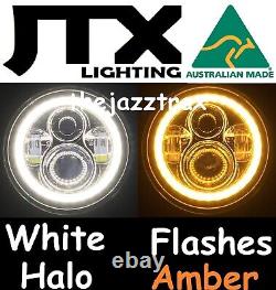 1pr JTX LED Halo 7 Headlights Flash AMBER suit Land Rover Series 1 2 2A 3