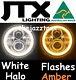 1pr Jtx Led Halo 7 Headlights Flash Amber Suit Land Rover Series 1 2 2a 3