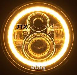 1pr JTX LED Halo 7 Headlights Flash AMBER suit Land Rover Series 1 2 2A 3