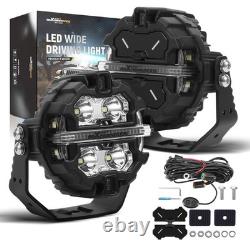 2X 160W LED Driving Pod Lights For Off Road 4X4 SUV Marine White Amber DRL IP68