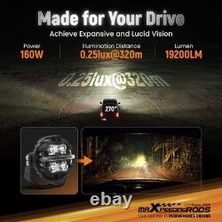 2X 160W LED Driving Pod Lights For Off Road 4X4 SUV Marine White Amber DRL IP68