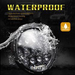 2X 7'' 300W Round LED Headlight Hi-Lo Beam Lights Bulb For Jeep Wrangler JK TJ