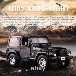 2X 7'' 300W Round LED Headlight Hi-Lo Beam Lights Bulb For Jeep Wrangler JK TJ