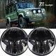2x 7 Inch Led Headlights For Land Rover Defender Headlamp Rhd Hi/lo Beam 90 110