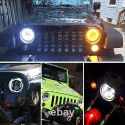 2X For Jeep Wrangler JK LJ 1997-2018 7Inch Round LED Headlights Halo Angle Eyes