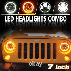2X For Jeep Wrangler JK LJ 1997-2018 7Inch Round LED Headlights Halo Angle Eyes
