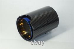 2 X Glossy Grilled Blue Real Carbon Fiber 70mm Car Exhaust Pipe Modified Muffler