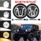 2x 7inch Round Led Headlights Halo Angle Eyes For Jeep Wrangler Jk Lj 1997-2018