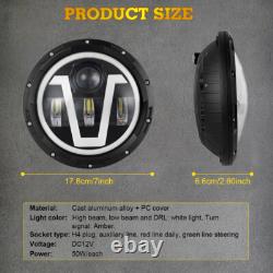 2x 7Inch Round LED Headlights Halo Angle Eyes For Jeep Wrangler JK LJ 1997-2018