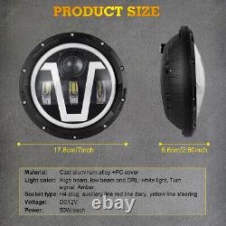 2x 7Inch Round LED Headlights Halo Angle Eyes For Jeep Wrangler JK LJ 1997-2018