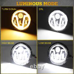 2x 7Inch Round LED Headlights Halo Angle Eyes For Jeep Wrangler JK LJ 1997-2018