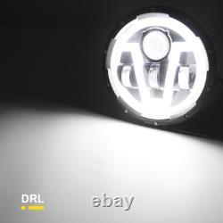 2x 7Inch Round LED Headlights Halo Angle Eyes For Jeep Wrangler JK LJ 1997-2018
