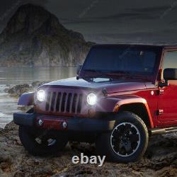2x 7Inch Round LED Headlights Halo Angle Eyes For Jeep Wrangler JK LJ 1997-2018