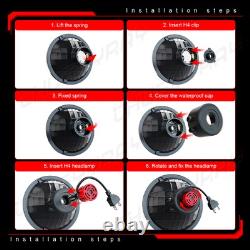 2x 7Inch Round LED Headlights Hi-Lo Beam for Jeep Wrangler JK LJ 1997-2018