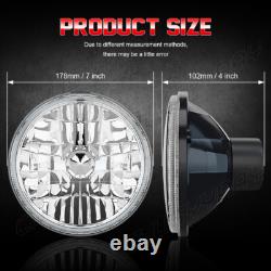 2x 7'' Inch LED Headlights Halo DRL Hi/Low Beam For Land Rover Defender TD4 TD5