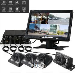 4CH 720P Panoramic 360°Car DVR Video Recorder Real-Time SD+4x Camera+7 Monitor