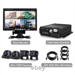 4CH Car Truck DVR Video Recorder+7 HD Monitor+4 Matte Night Cameras Kit