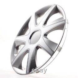 4 Hub Caps 15 Inch Wheel Trims Covers Run I grau / silber for Alfa Dacia Honda L