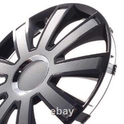 4 Hub Caps 16 Inch Wheel Trims Covers Flash VIII schwarz / grau for Alfa Dacia H