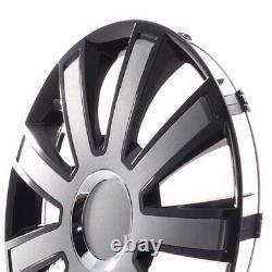 4 Hub Caps 16 Inch Wheel Trims Covers Flash VIII schwarz / grau for Alfa Dacia H