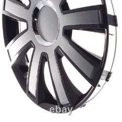 4 Hub Caps 16 Inch Wheel Trims Covers Flash VIII schwarz / grau for Alfa Dacia H