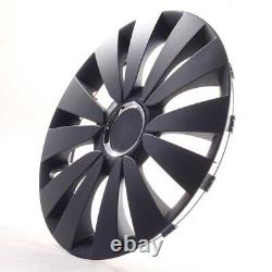 4 Hub Caps 16 Inch Wheel Trims Covers Sky Black schwarz for Alfa Dacia Honda Lan