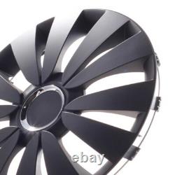 4 Hub Caps 16 Inch Wheel Trims Covers Sky Black schwarz for Alfa Dacia Honda Lan
