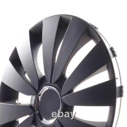 4 Hub Caps 16 Inch Wheel Trims Covers Sky Black schwarz for Alfa Dacia Honda Lan