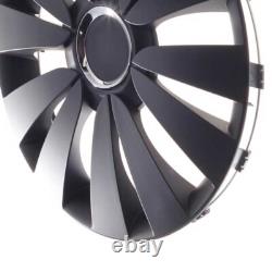 4 Hub Caps 16 Inch Wheel Trims Covers Sky Black schwarz for Alfa Dacia Honda Lan
