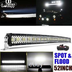 52 Cruved 12D Led Light Bar 3-Row Spot Flood Combo 4x4 for Offroad Land Rover