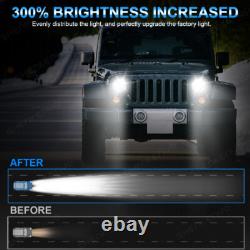 7 Inch LED Headlights Angle Eye Halo For LAND ROVER DEFENDER TD4 TD5 90 110 Pair