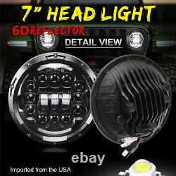 7 Inch Round LED Headlight Hi/Lo Beam For Land Rover 90/110 Defender 200 300Tdi
