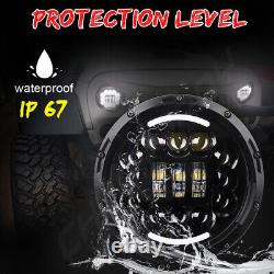 7inch LED Headlight Halo Angel Eye DRL Light For Land Rover Defender 90 110 130