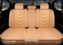 Beige Leather Car Seat Covers Front+Rear Full Set Fit For Interior Accessories