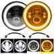 Black 7 Led Halo Headlights E Marked Rhd For Land Rover Defender 110 90