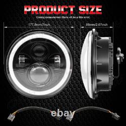 Black 7 Led Halo Headlights E Marked Rhd For Land Rover Defender 110 90
