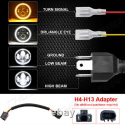 Black 7 Led Halo Headlights E Marked Rhd For Land Rover Defender 110 90