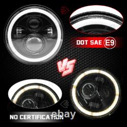 Black 7 Led Halo Headlights E Marked Rhd For Land Rover Defender 110 90