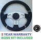 Black Sport Steering Wheel And Boss Kit Fit Land Rover Defender 36 Spline 90-300