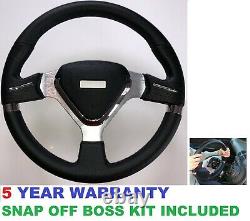 Black Steering Wheel And Snap Off Boss Kit For 36 Spline Land Rover Defender New